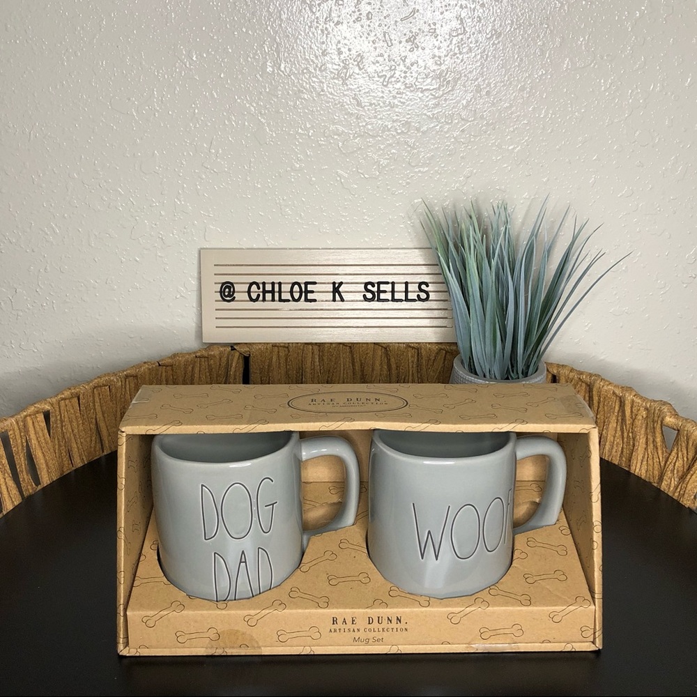 Rae Dunn “Dog Dad” and “Woof” Mug Set Of 2.